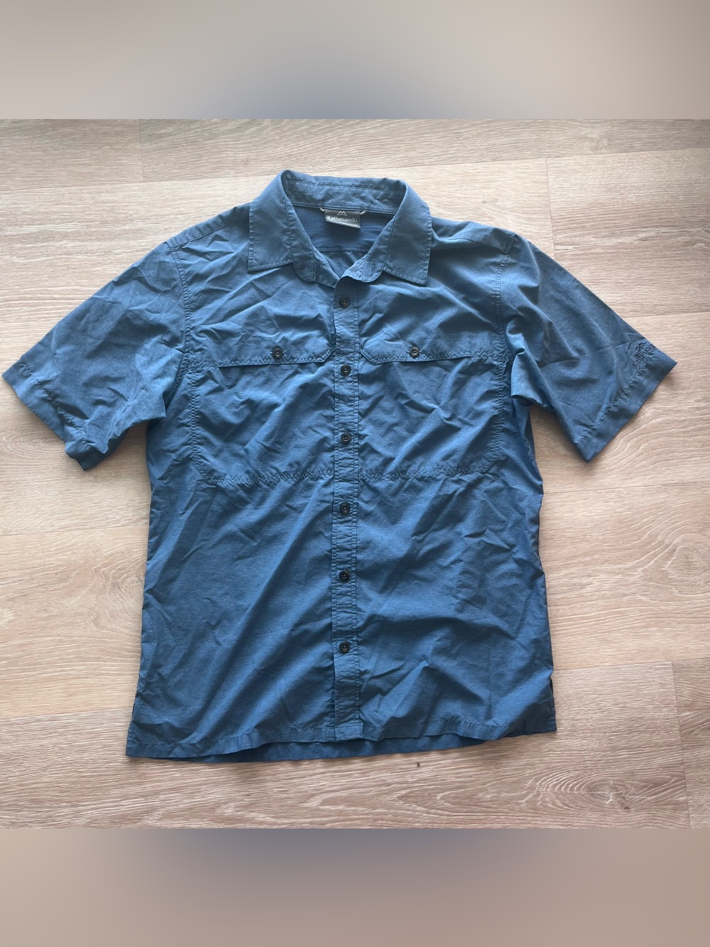 Kathmandu Short Sleeve Button-Up Shirt - Slate Blue